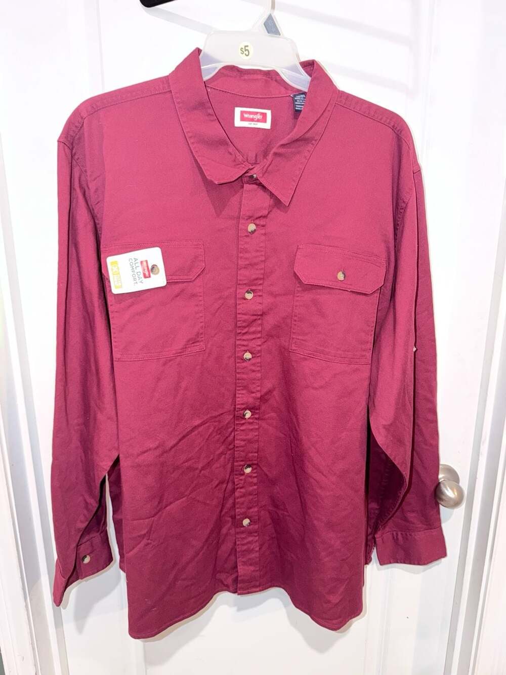 Wrangler Mens All Day Comfort Epic Soft Flex Long Sleeve Button Up Shirt